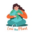 Woman which hugging the planet
